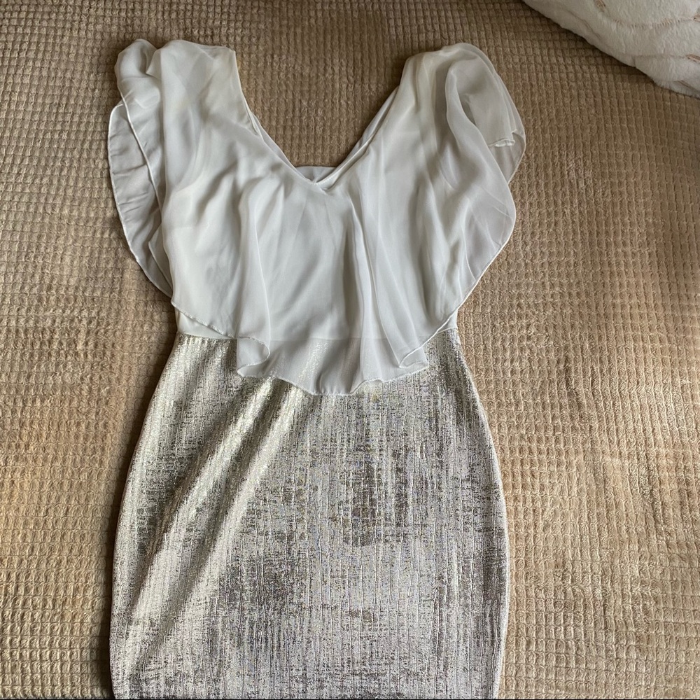 Stunning white and gold body con dress